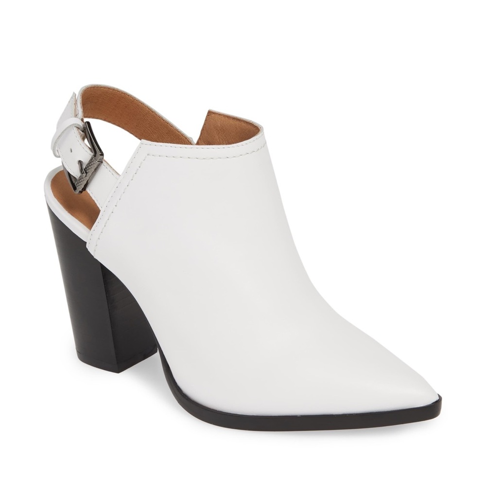 White Halogen stacked heel bootie, worn once